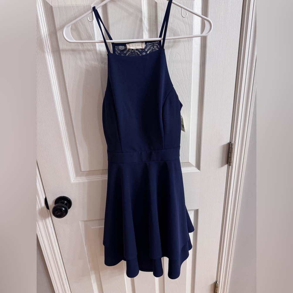 Altar'd State Navy Dress with Lace Accents